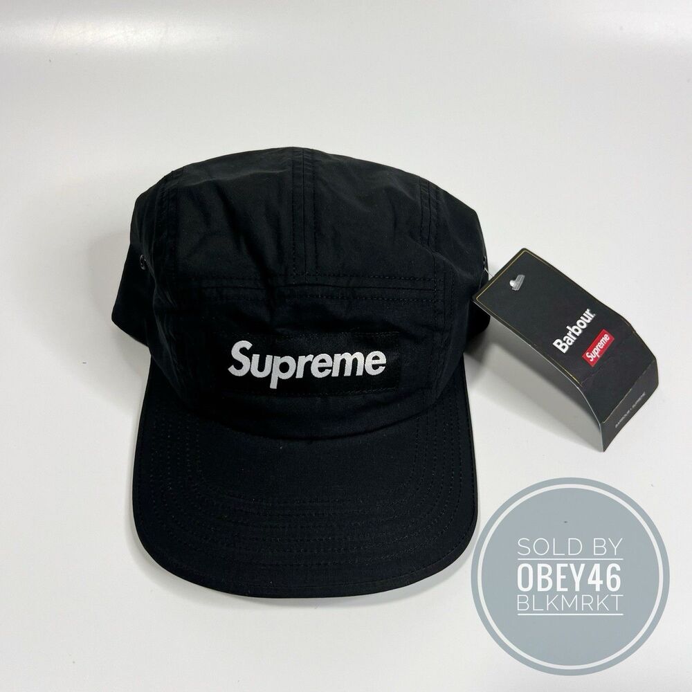 Supreme Barbour Waxed Cotton Camp Cap Black SS20